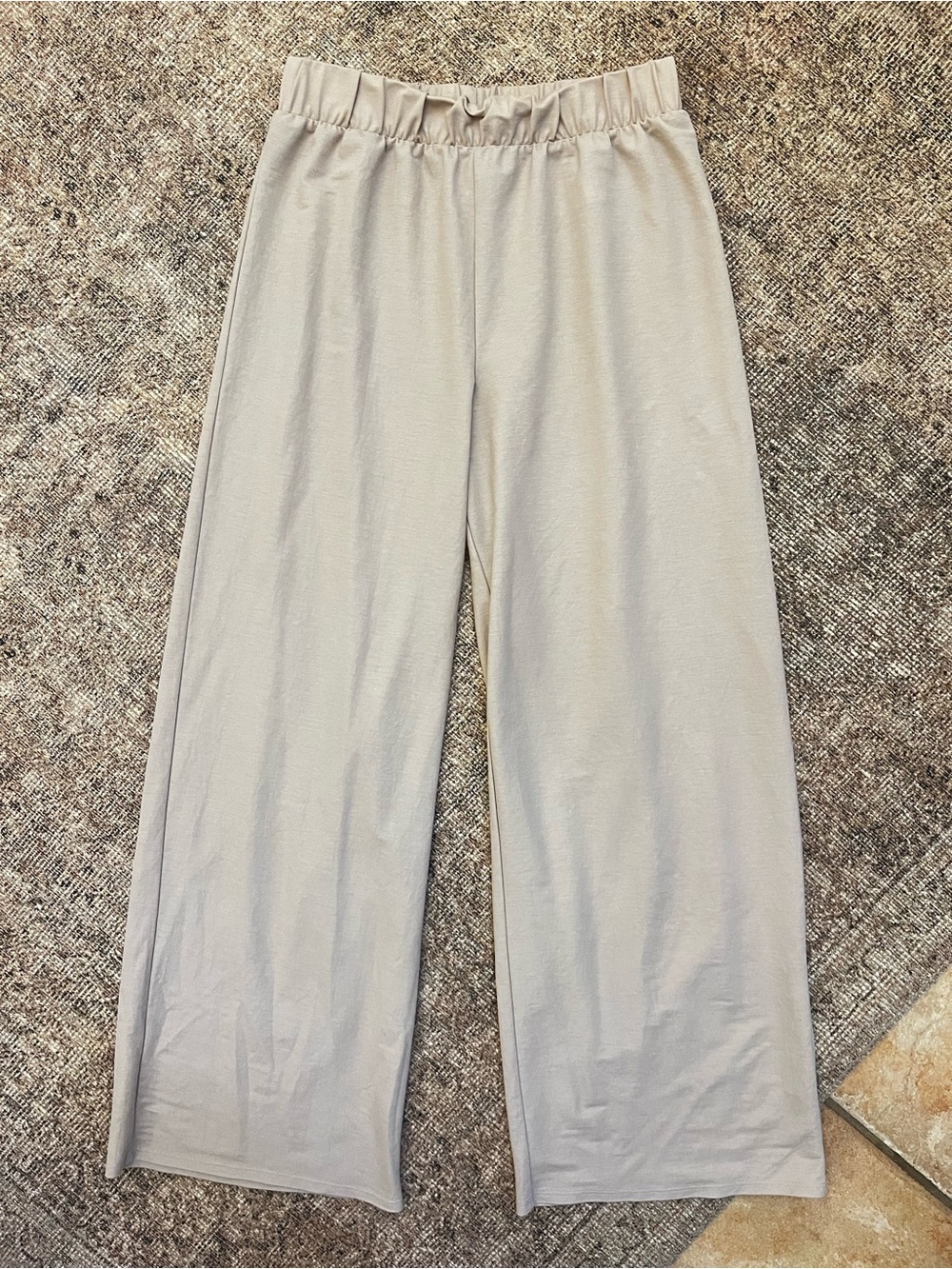 H&M Lightweight Wide Leg Beige Elastic Waist Lounge Pants S | Casual Cozy